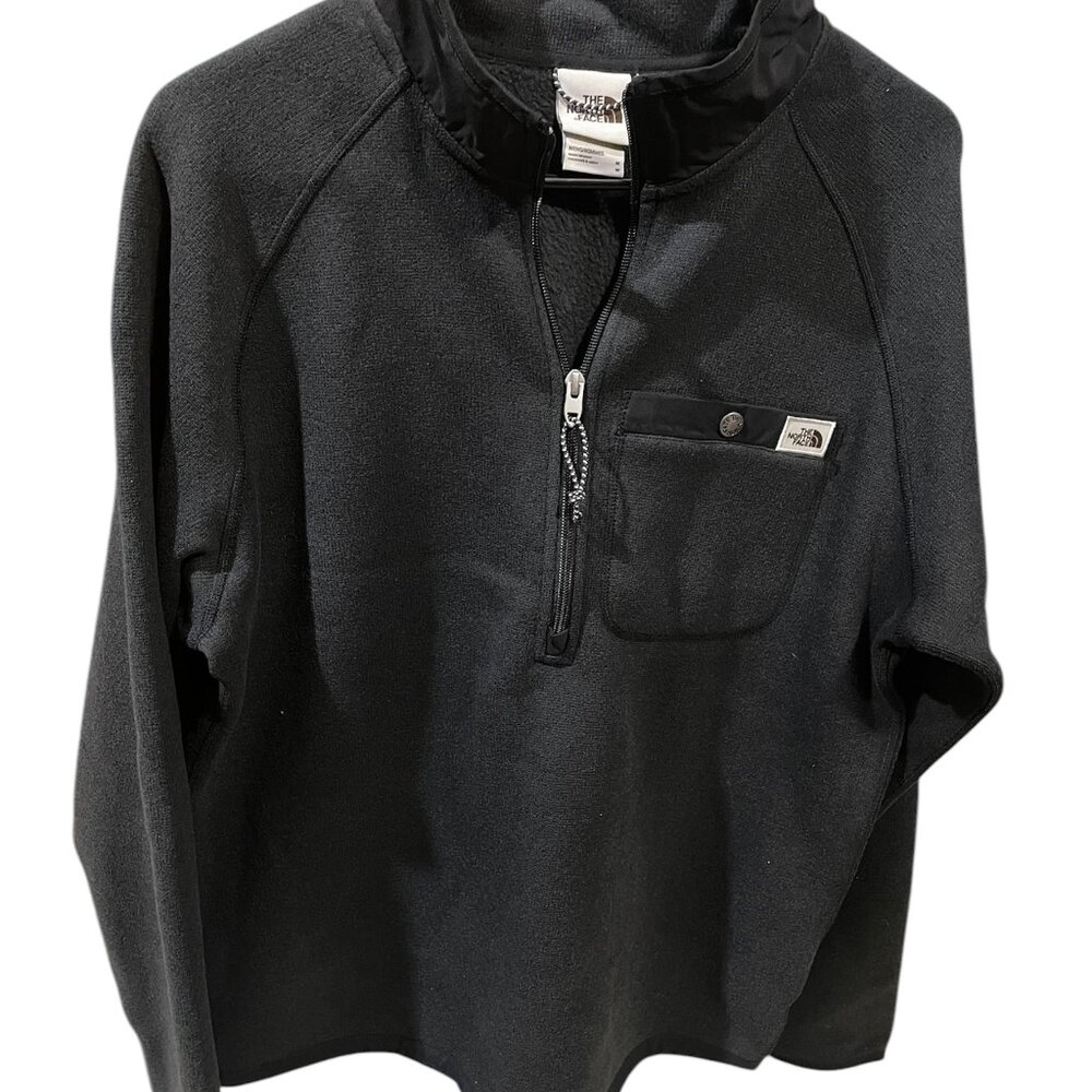 The North Face Mens 1/4 Zip Black Fleece with Pocket, Size L
